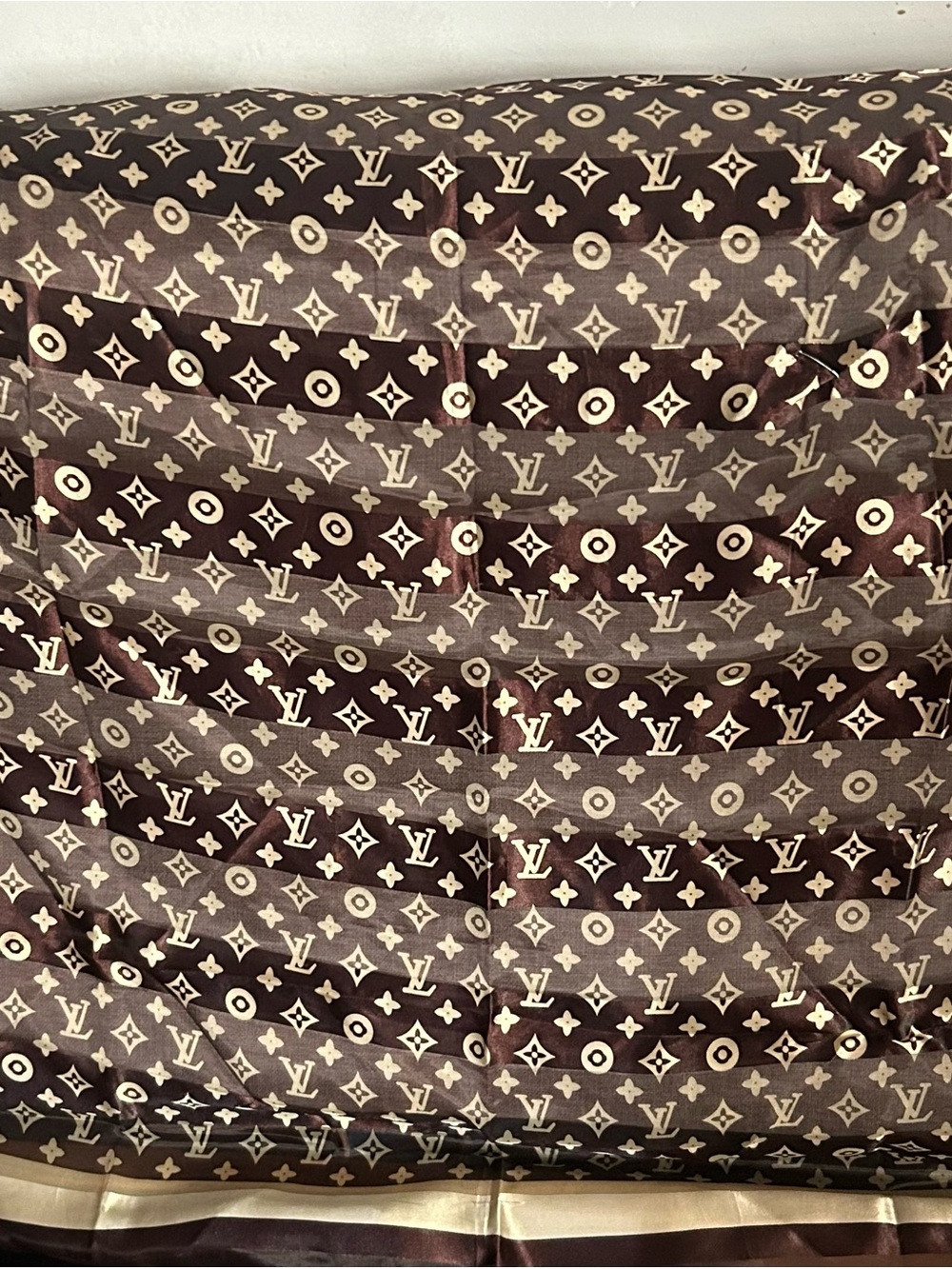 Louis Vuitton Brown & Cream Monogram Silk Square